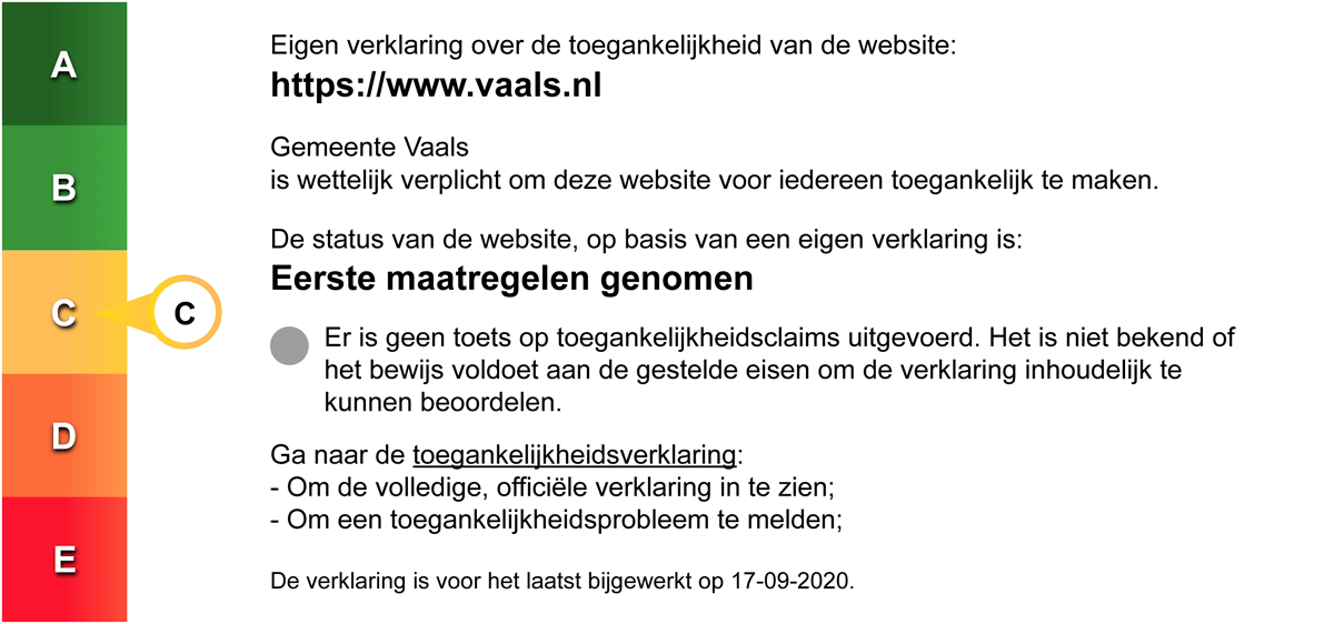 Status toegankelijkheid website gemeente Vaals